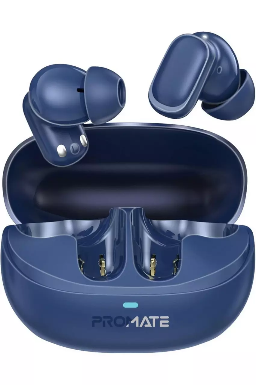 Promate Bluetooth Earbuds with Comfortable Fit Blue