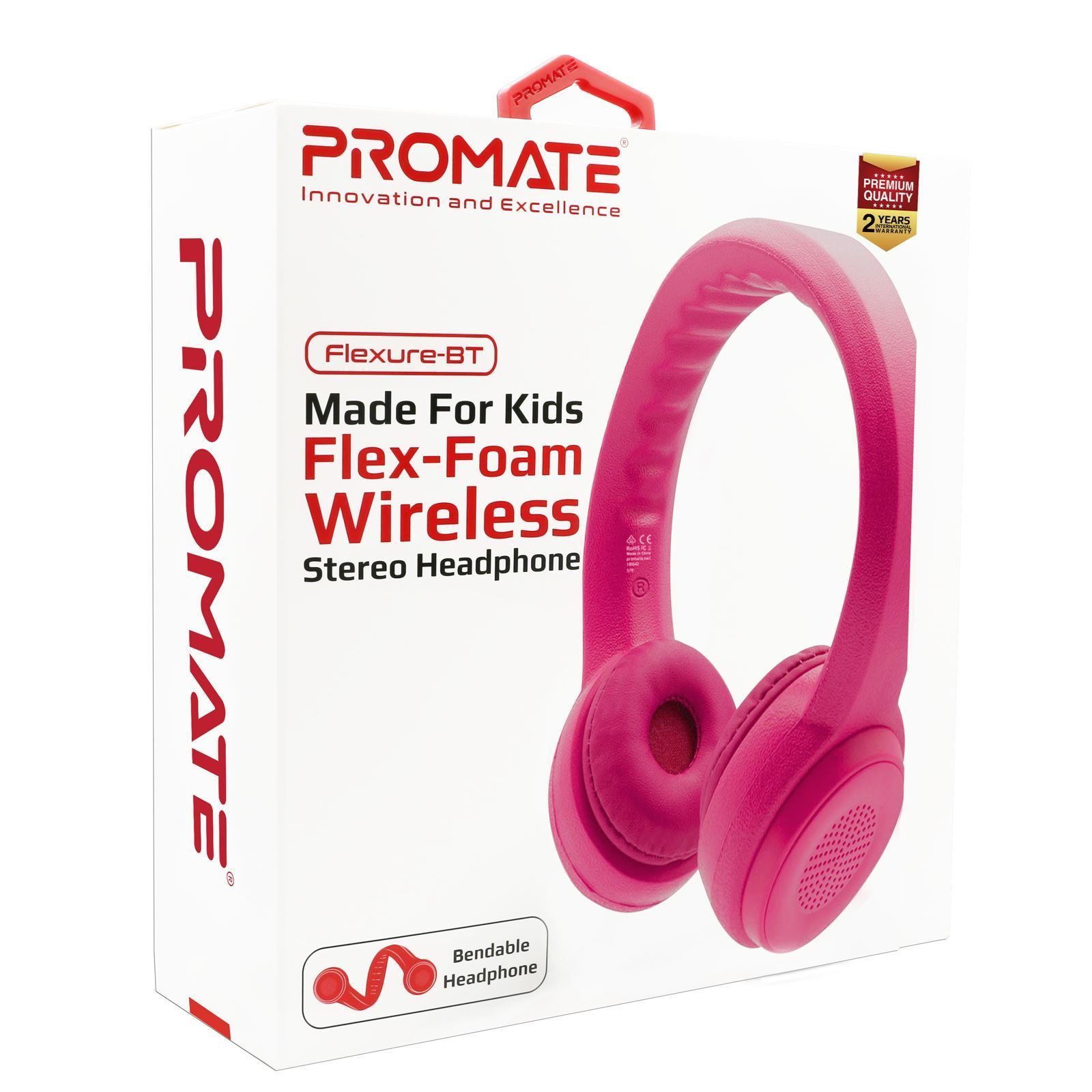 Promate Wireless Kids Headphones Pink