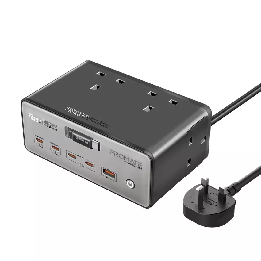 Promate 6-in-1 Car Charging Station 65W Brown