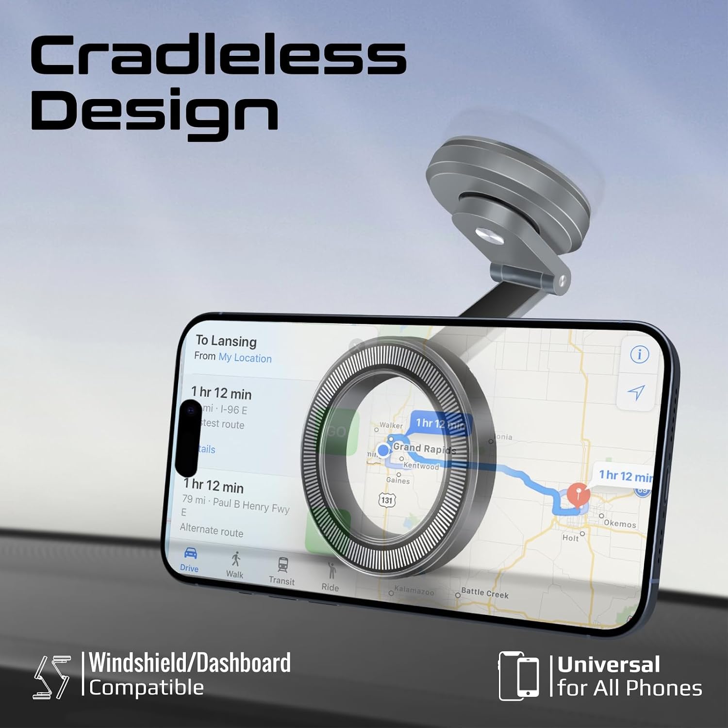 Promate MagSafe Phone Holder with Short Arm Silver