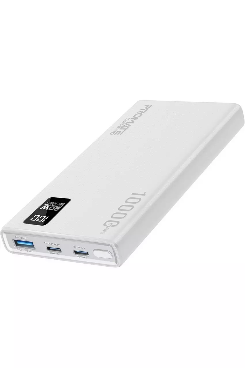 Promate 10000mAh 20W Power Bank White
