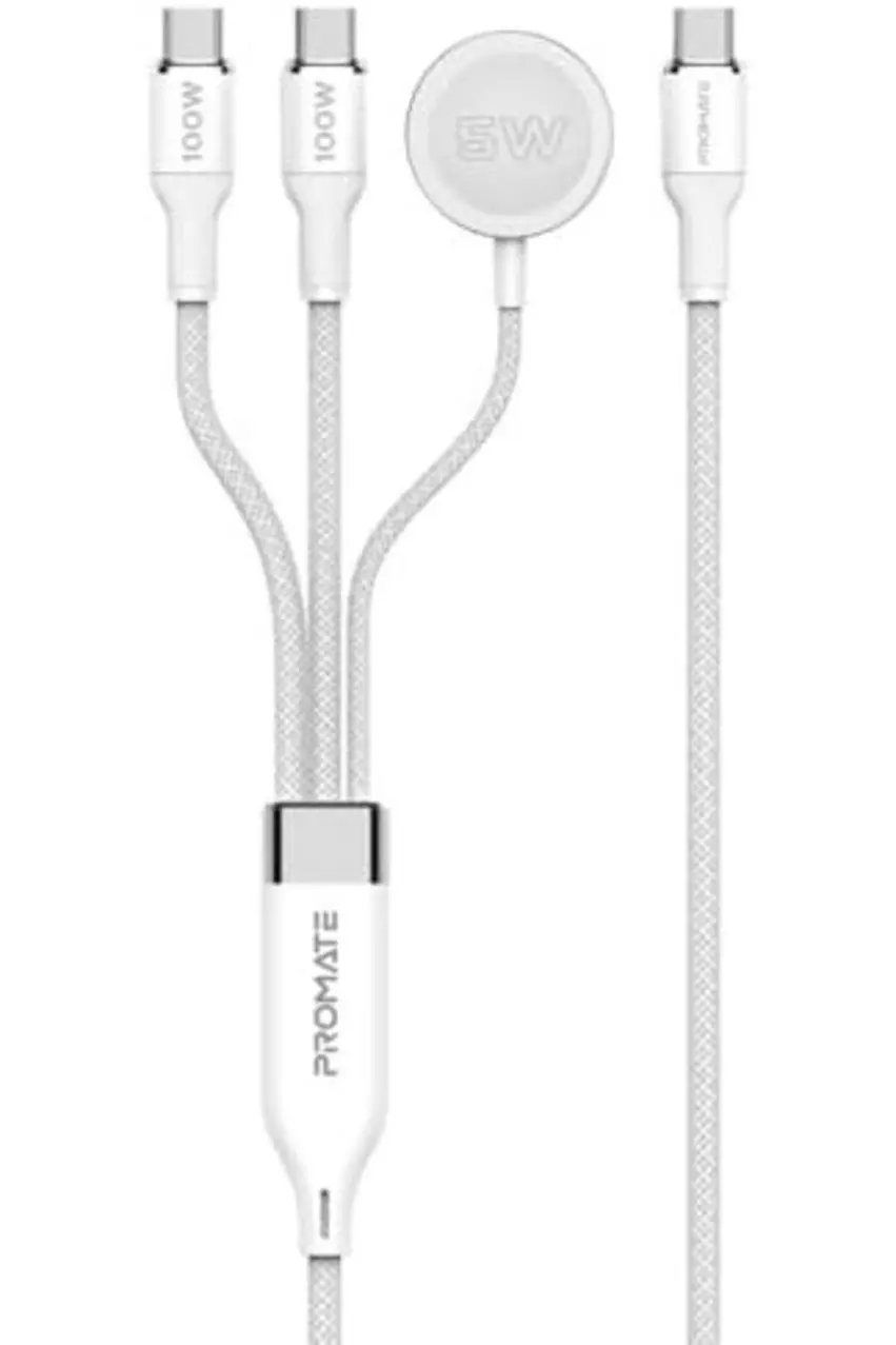 Promate 3-in-1 Cable USB-C to Lightning and Apple Watch 60W